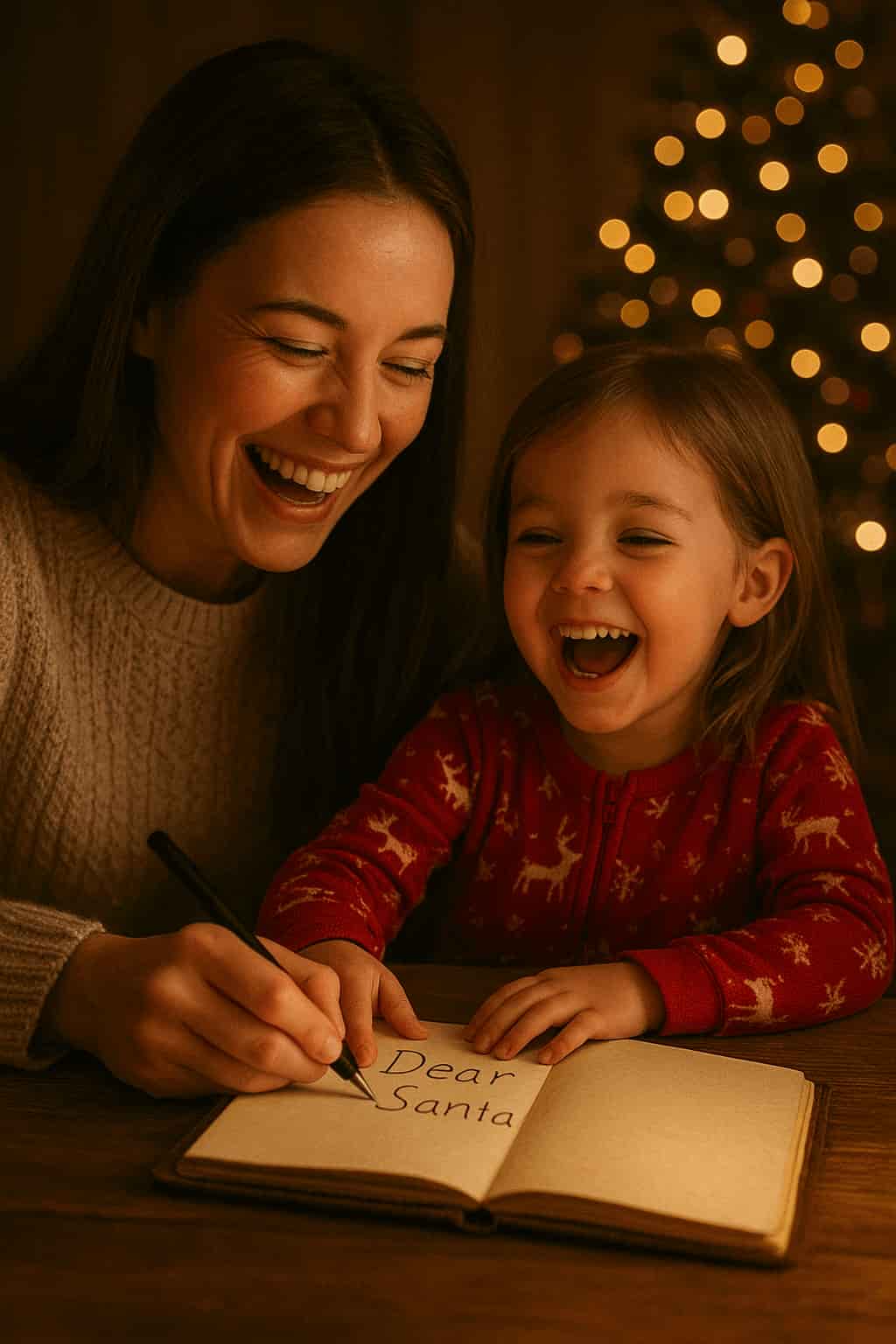Parent and child sharing a Christmas moment